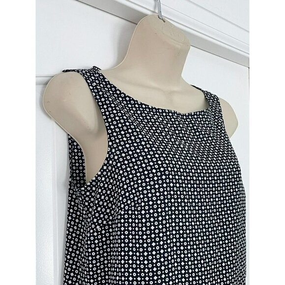 Ann Taylor Loft Women's Sz XS Black White Geo Print Scoop Neck Tank Top - Picture 2 of 9